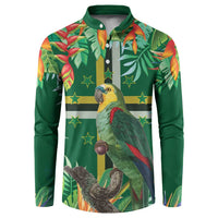 Dominica Sisserou Parrot Button Sweatshirt Tropical Flower Flag Style - Wonder Print Shop