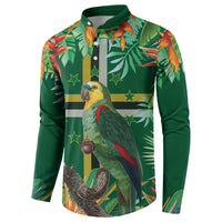 Dominica Sisserou Parrot Button Sweatshirt Tropical Flower Flag Style - Wonder Print Shop