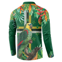 Dominica Sisserou Parrot Button Sweatshirt Tropical Flower Flag Style - Wonder Print Shop