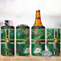 Dominica Sisserou Parrot 4 in 1 Can Cooler Tumbler Tropical Flower Flag Style - Wonder Print Shop
