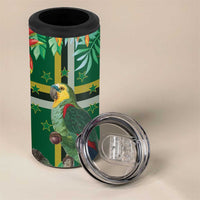 Dominica Sisserou Parrot 4 in 1 Can Cooler Tumbler Tropical Flower Flag Style - Wonder Print Shop