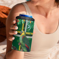 Dominica Sisserou Parrot 4 in 1 Can Cooler Tumbler Tropical Flower Flag Style - Wonder Print Shop