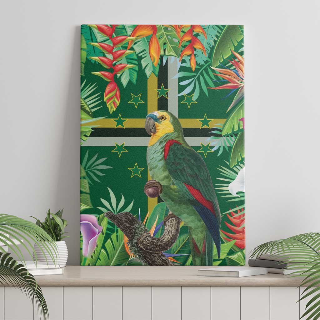 Dominica Sisserou Parrot Canvas Wall Art Tropical Flower Flag Style - Wonder Print Shop
