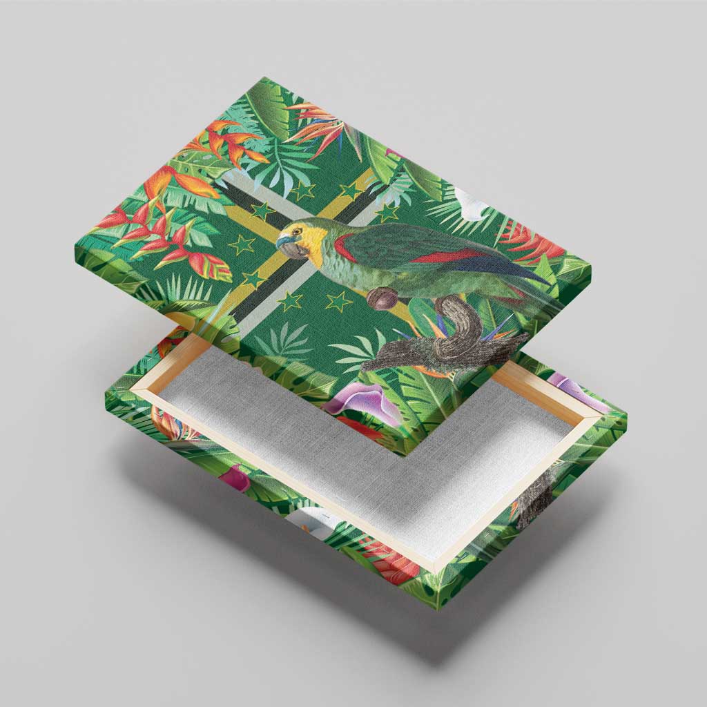 Dominica Sisserou Parrot Canvas Wall Art Tropical Flower Flag Style - Wonder Print Shop