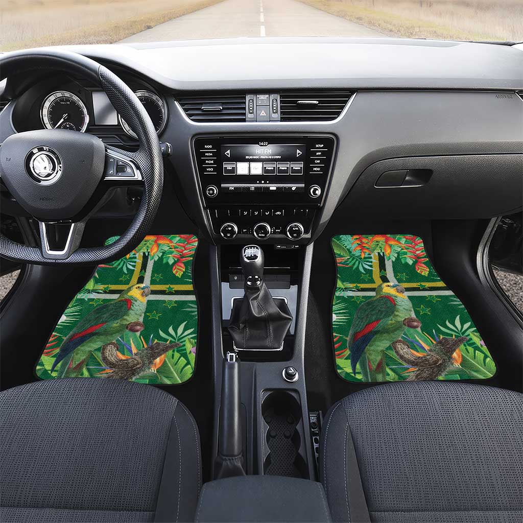 Dominica Sisserou Parrot Car Mats Tropical Flower Flag Style - Wonder Print Shop