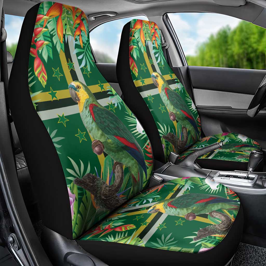 Dominica Sisserou Parrot Car Seat Cover Tropical Flower Flag Style - Wonder Print Shop