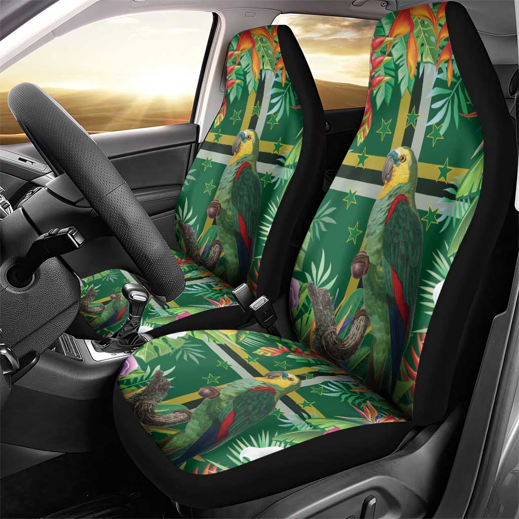 Dominica Sisserou Parrot Car Seat Cover Tropical Flower Flag Style - Wonder Print Shop