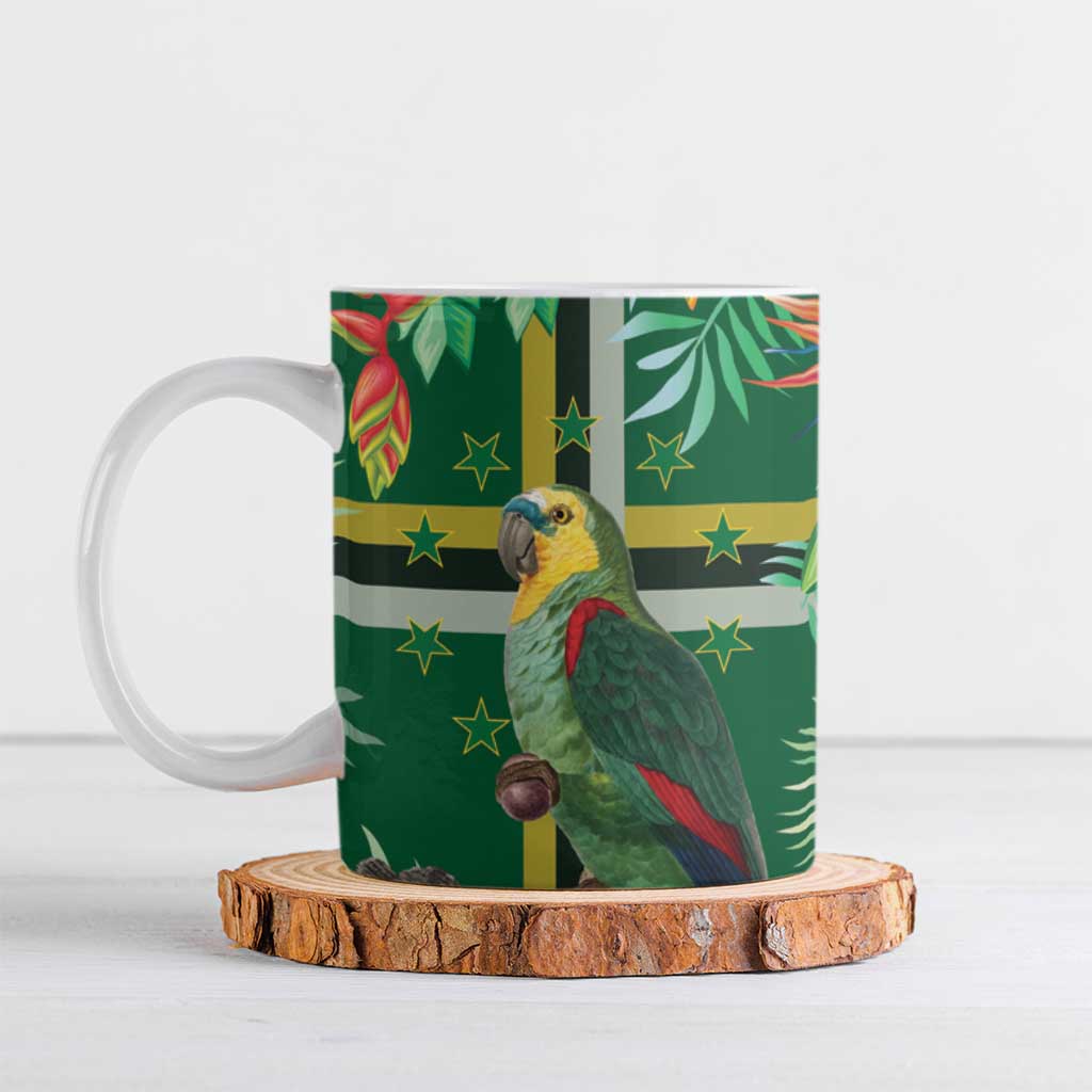 Dominica Sisserou Parrot Ceramic Mug Tropical Flower Flag Style - Wonder Print Shop
