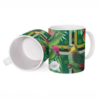 Dominica Sisserou Parrot Ceramic Mug Tropical Flower Flag Style - Wonder Print Shop