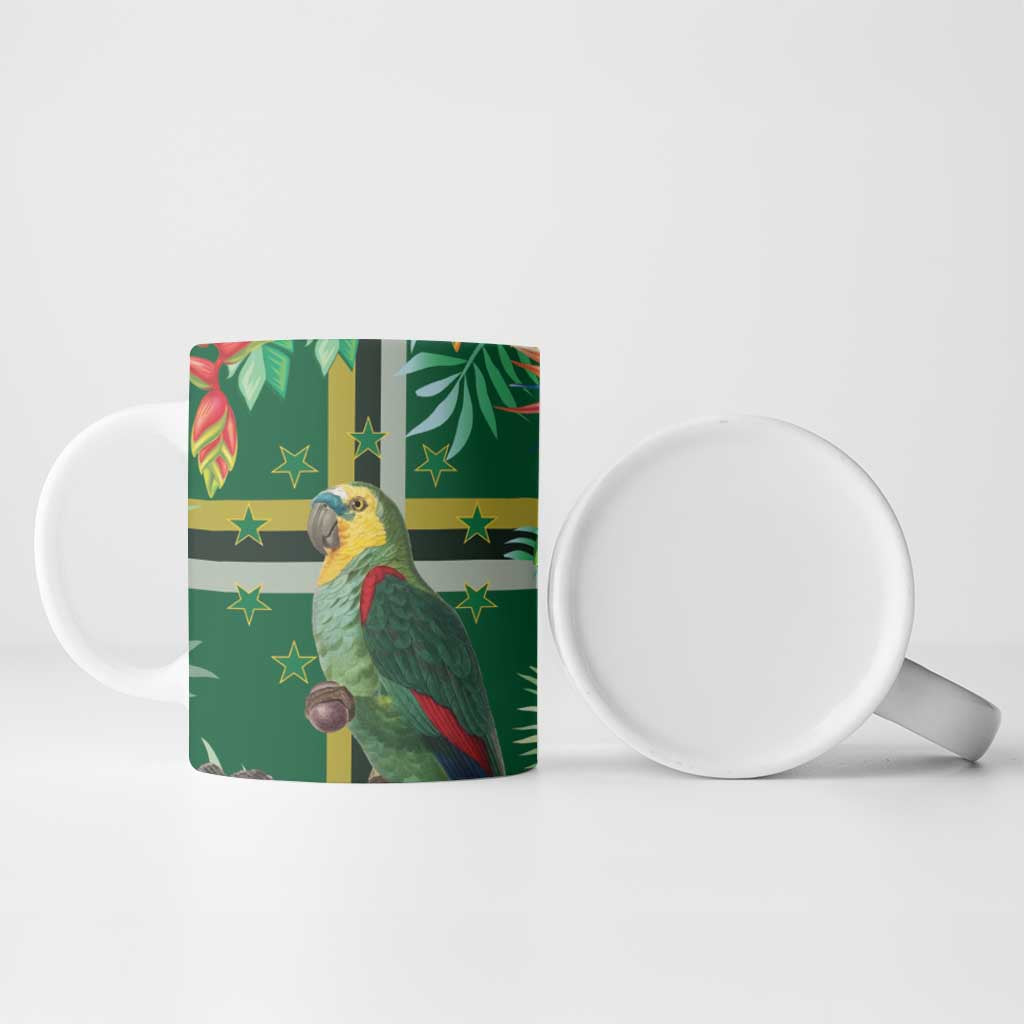 Dominica Sisserou Parrot Ceramic Mug Tropical Flower Flag Style - Wonder Print Shop
