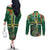 Dominica Sisserou Parrot Couples Matching Off The Shoulder Long Sleeve Dress and Long Sleeve Button Shirt Tropical Flower Flag Style - Wonder Print Shop