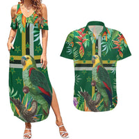 Dominica Sisserou Parrot Couples Matching Summer Maxi Dress and Hawaiian Shirt Tropical Flower Flag Style - Wonder Print Shop