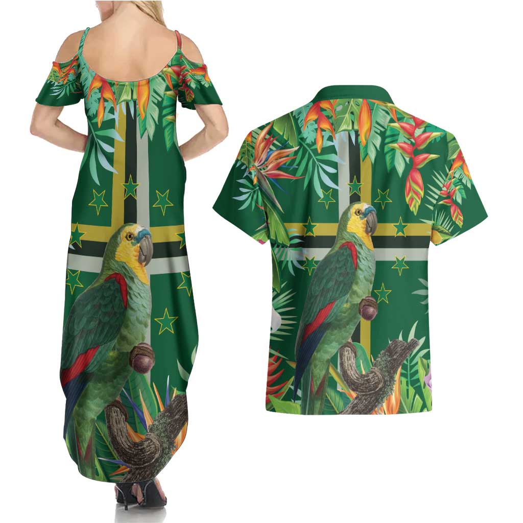 Dominica Sisserou Parrot Couples Matching Summer Maxi Dress and Hawaiian Shirt Tropical Flower Flag Style - Wonder Print Shop