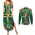 Dominica Sisserou Parrot Couples Matching Summer Maxi Dress and Long Sleeve Button Shirt Tropical Flower Flag Style - Wonder Print Shop