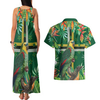 Dominica Sisserou Parrot Couples Matching Tank Maxi Dress and Hawaiian Shirt Tropical Flower Flag Style - Wonder Print Shop