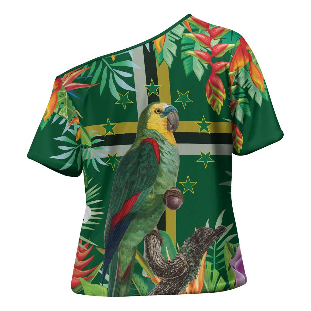 Dominica Sisserou Parrot Cross Shoulder Shirt Tropical Flower Flag Style - Wonder Print Shop