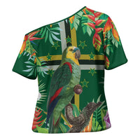 Dominica Sisserou Parrot Cross Shoulder Shirt Tropical Flower Flag Style - Wonder Print Shop