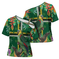 Dominica Sisserou Parrot Cross Shoulder Shirt Tropical Flower Flag Style - Wonder Print Shop