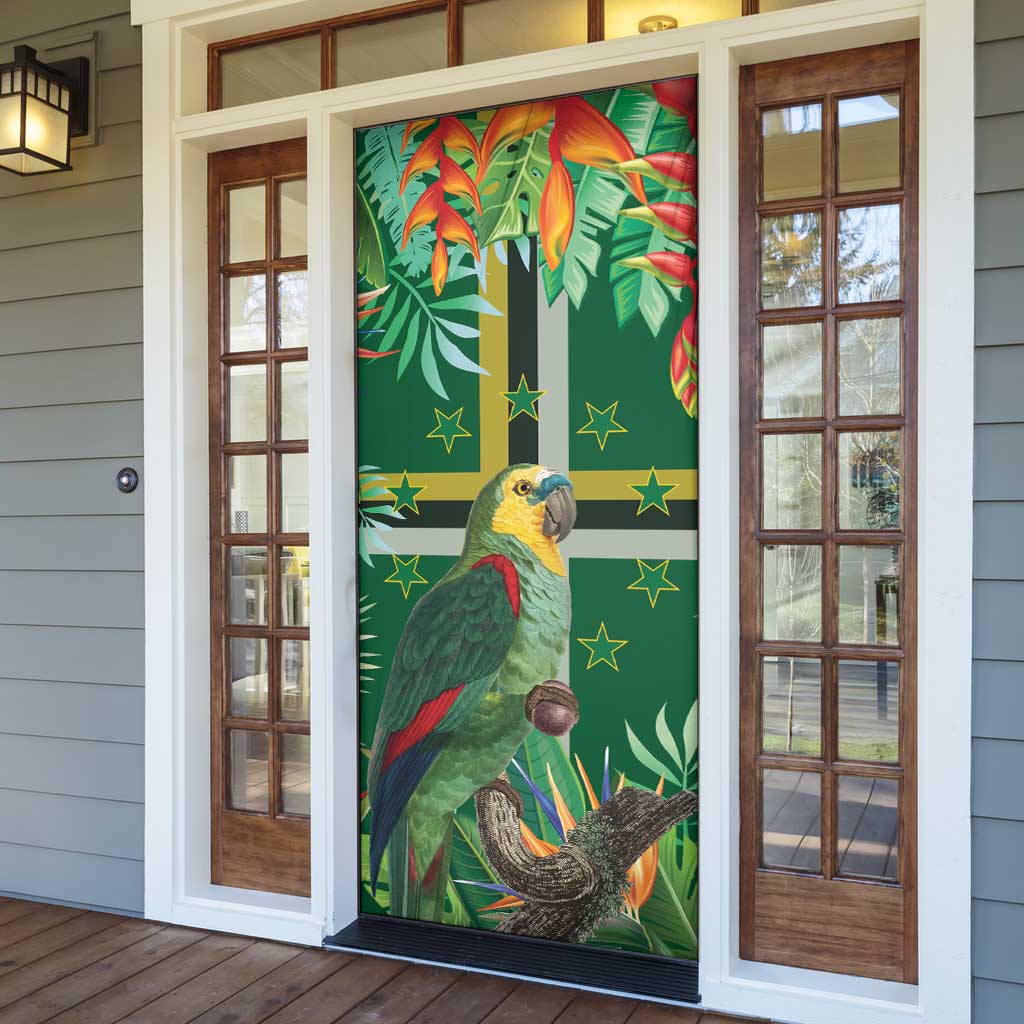 Dominica Sisserou Parrot Door Cover Tropical Flower Flag Style - Wonder Print Shop