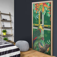 Dominica Sisserou Parrot Door Cover Tropical Flower Flag Style - Wonder Print Shop