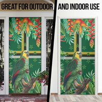 Dominica Sisserou Parrot Door Cover Tropical Flower Flag Style - Wonder Print Shop