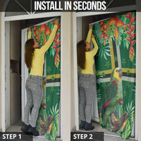 Dominica Sisserou Parrot Door Cover Tropical Flower Flag Style - Wonder Print Shop