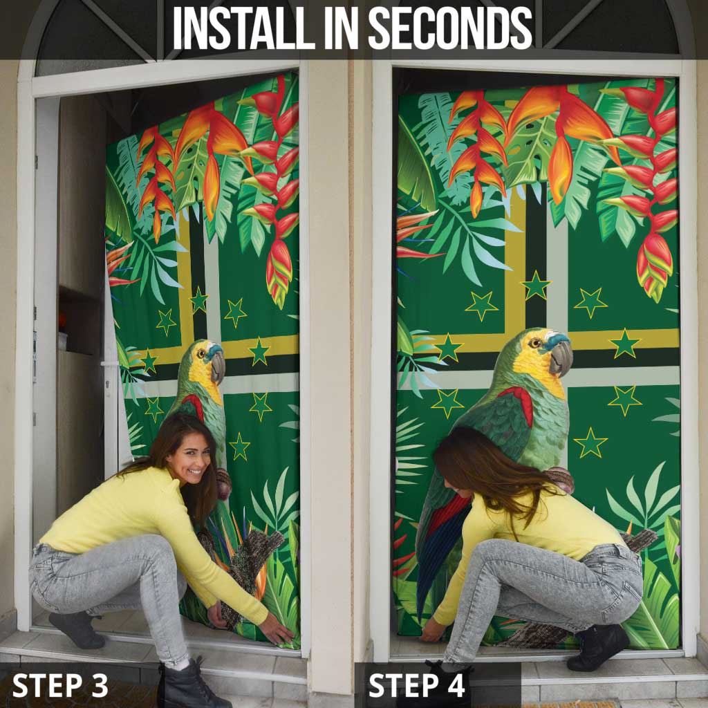 Dominica Sisserou Parrot Door Cover Tropical Flower Flag Style - Wonder Print Shop