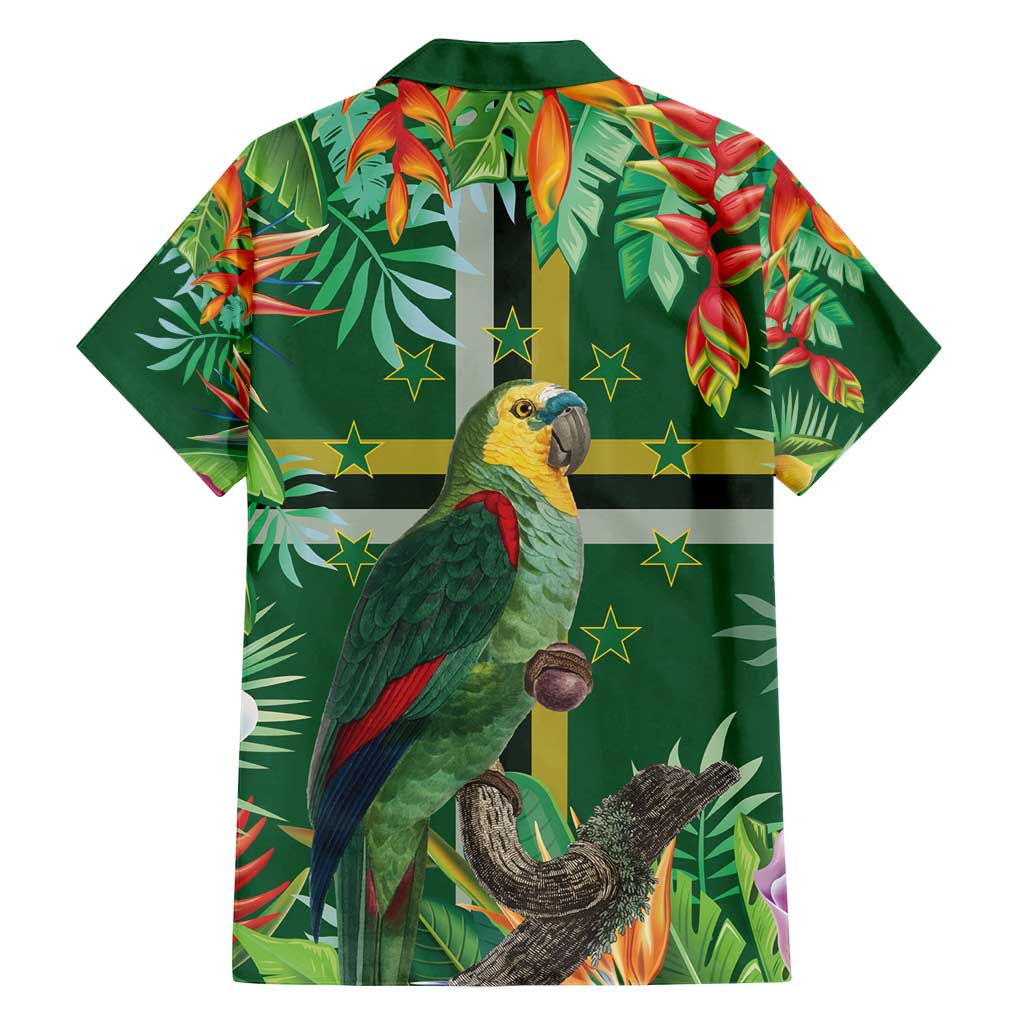 Dominica Sisserou Parrot Family Matching Long Sleeve Bodycon Dress and Hawaiian Shirt Tropical Flower Flag Style - Wonder Print Shop