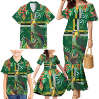 Dominica Sisserou Parrot Family Matching Mermaid Dress and Hawaiian Shirt Tropical Flower Flag Style - Wonder Print Shop