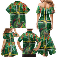 Dominica Sisserou Parrot Family Matching Mermaid Dress and Hawaiian Shirt Tropical Flower Flag Style - Wonder Print Shop
