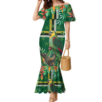 Dominica Sisserou Parrot Family Matching Mermaid Dress and Hawaiian Shirt Tropical Flower Flag Style - Wonder Print Shop
