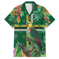 Dominica Sisserou Parrot Family Matching Off The Shoulder Long Sleeve Dress and Hawaiian Shirt Tropical Flower Flag Style - Wonder Print Shop