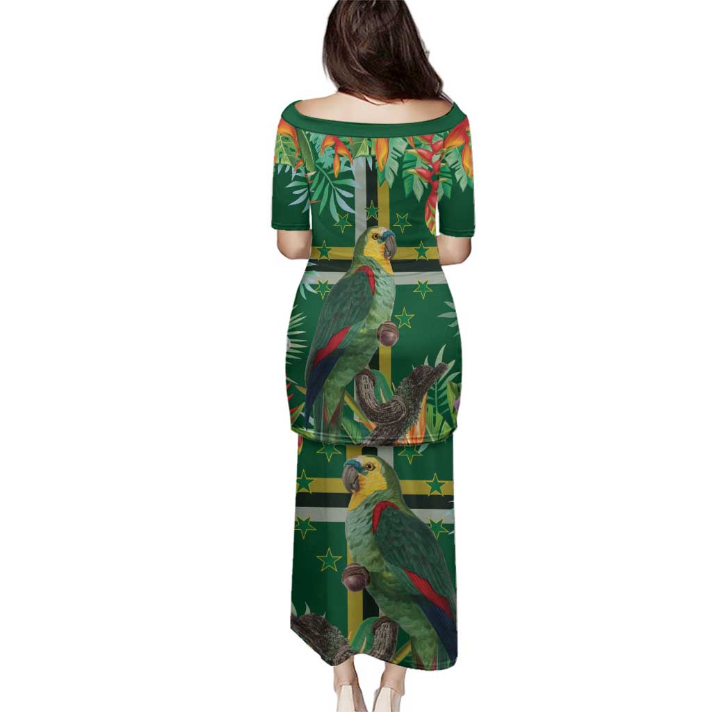 Dominica Sisserou Parrot Family Matching Puletasi and Hawaiian Shirt Tropical Flower Flag Style - Wonder Print Shop