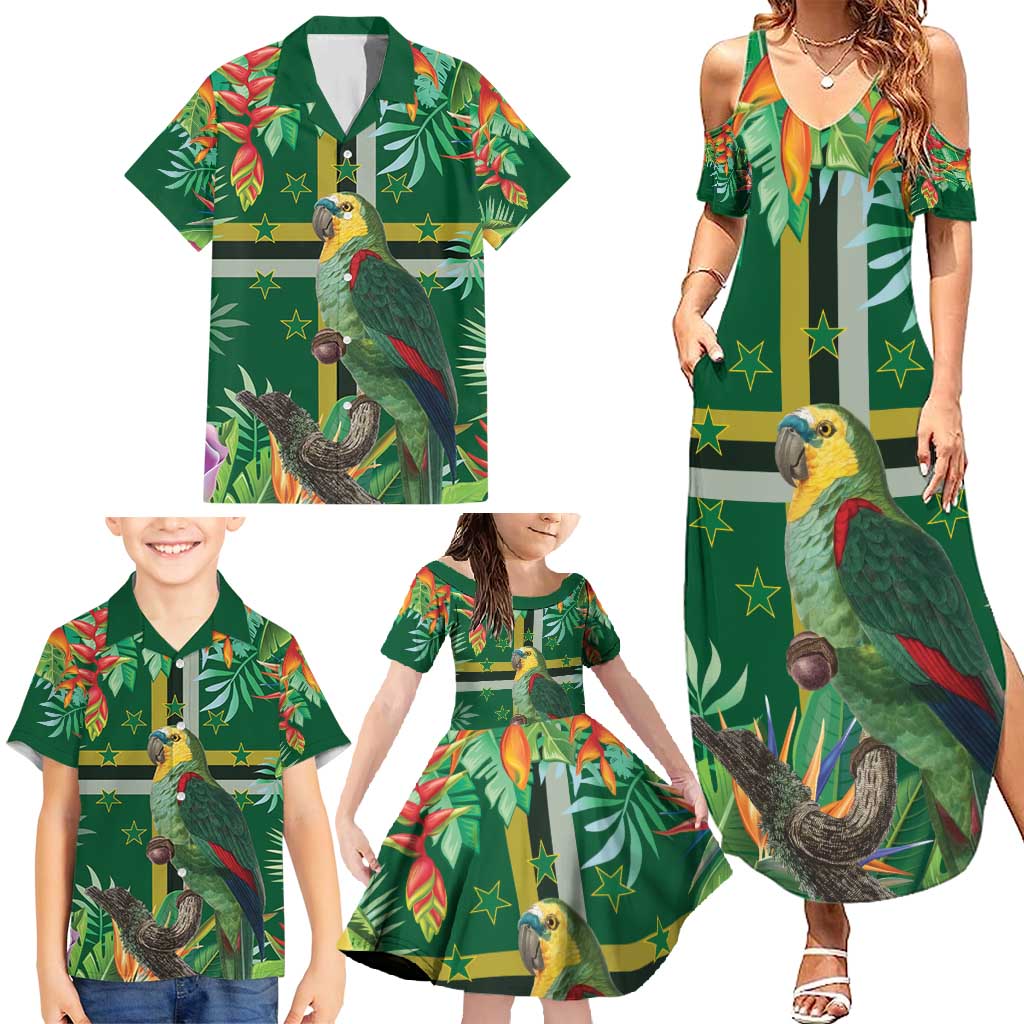 Dominica Sisserou Parrot Family Matching Summer Maxi Dress and Hawaiian Shirt Tropical Flower Flag Style - Wonder Print Shop