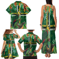 Dominica Sisserou Parrot Family Matching Tank Maxi Dress and Hawaiian Shirt Tropical Flower Flag Style - Wonder Print Shop