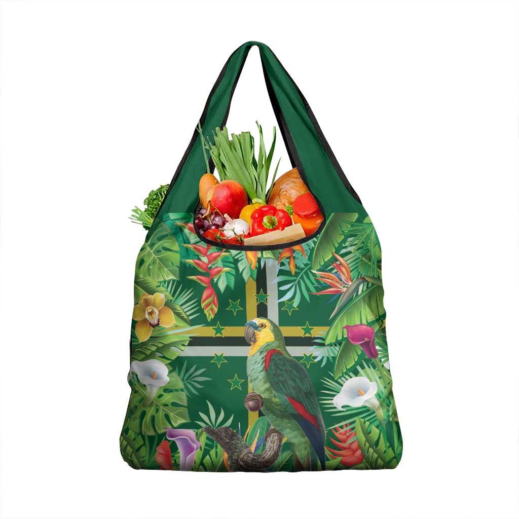 Dominica Sisserou Parrot Grocery Bag Tropical Flower Flag Style - Wonder Print Shop
