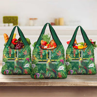 Dominica Sisserou Parrot Grocery Bag Tropical Flower Flag Style - Wonder Print Shop