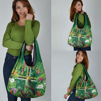 Dominica Sisserou Parrot Grocery Bag Tropical Flower Flag Style - Wonder Print Shop