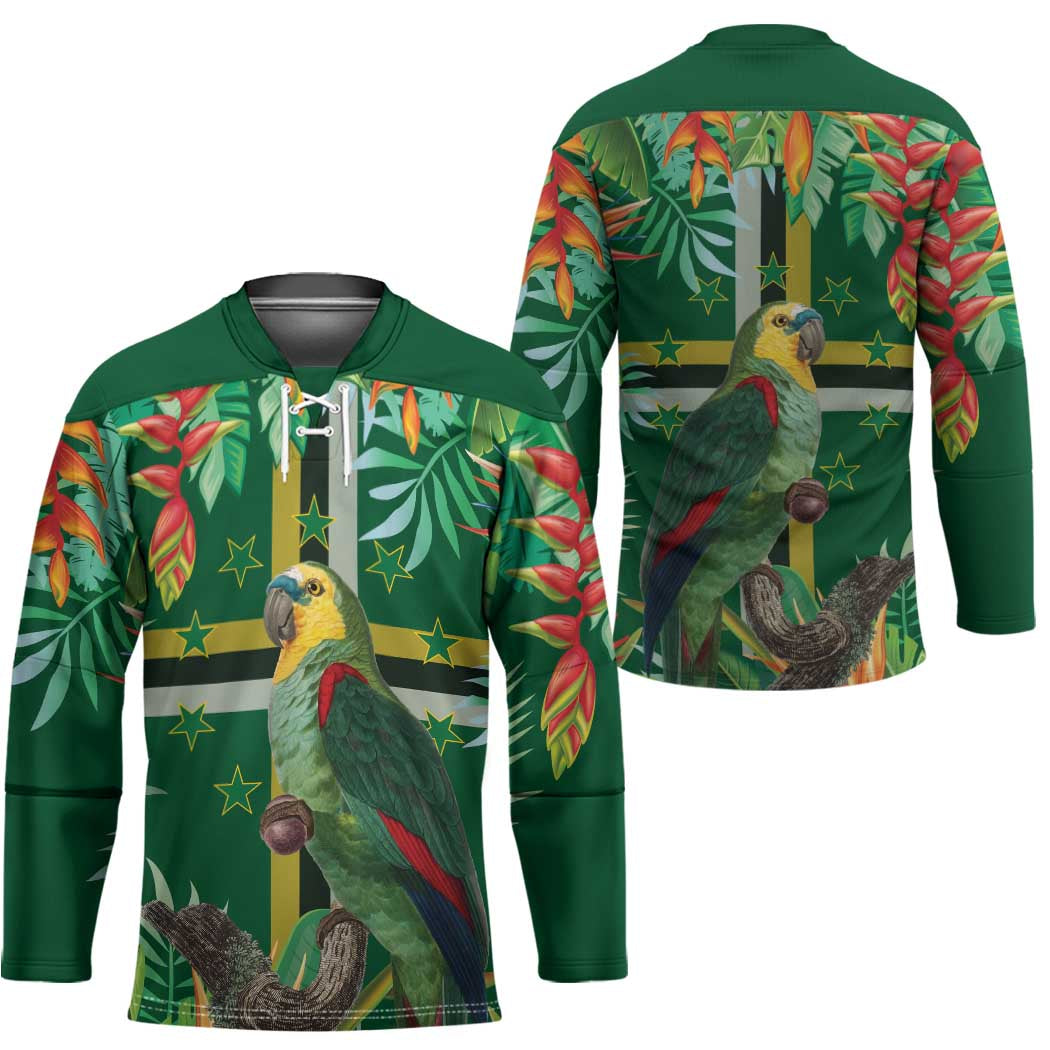 Dominica Sisserou Parrot Hockey Jersey Tropical Flower Flag Style - Wonder Print Shop