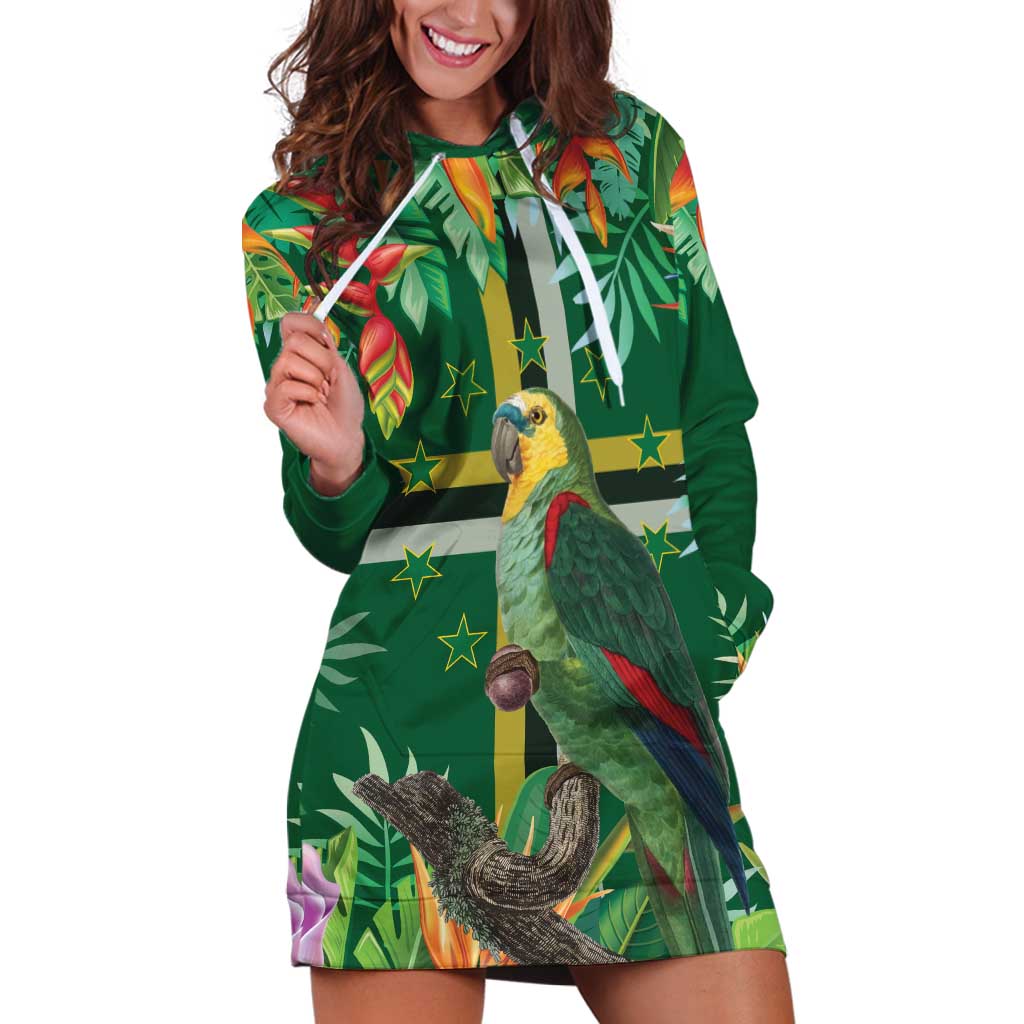Dominica Sisserou Parrot Hoodie Dress Tropical Flower Flag Style - Wonder Print Shop