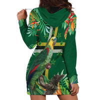 Dominica Sisserou Parrot Hoodie Dress Tropical Flower Flag Style - Wonder Print Shop