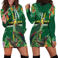 Dominica Sisserou Parrot Hoodie Dress Tropical Flower Flag Style - Wonder Print Shop