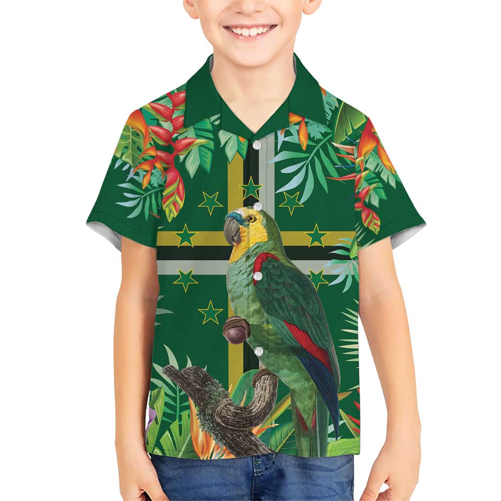 Dominica Sisserou Parrot Kid Hawaiian Shirt Tropical Flower Flag Style - Wonder Print Shop