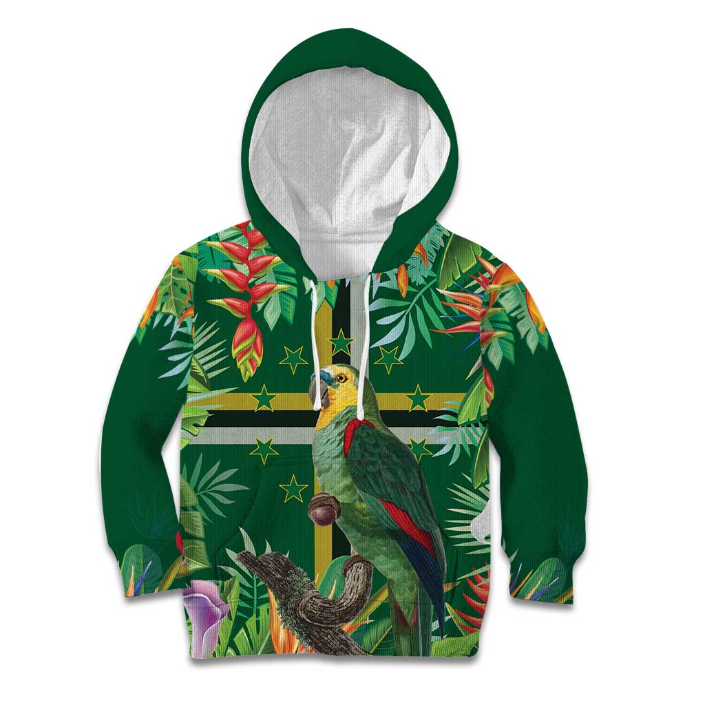 Dominica Sisserou Parrot Kid Hoodie Tropical Flower Flag Style - Wonder Print Shop
