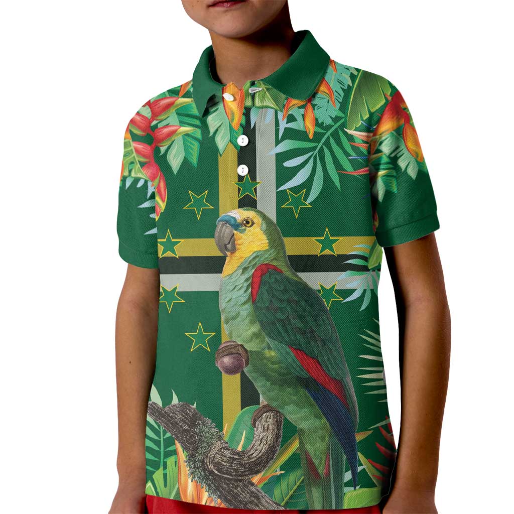 Dominica Sisserou Parrot Kid Polo Shirt Tropical Flower Flag Style - Wonder Print Shop