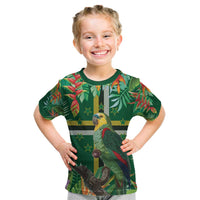 Dominica Sisserou Parrot Kid T Shirt Tropical Flower Flag Style - Wonder Print Shop