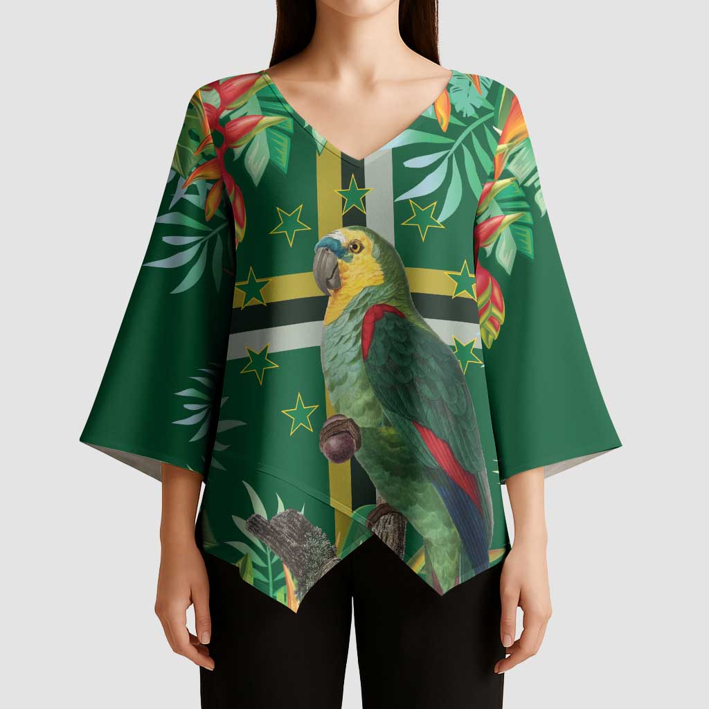 Dominica Sisserou Parrot Kimono Sleeve Blouse Tropical Flower Flag Style - Wonder Print Shop