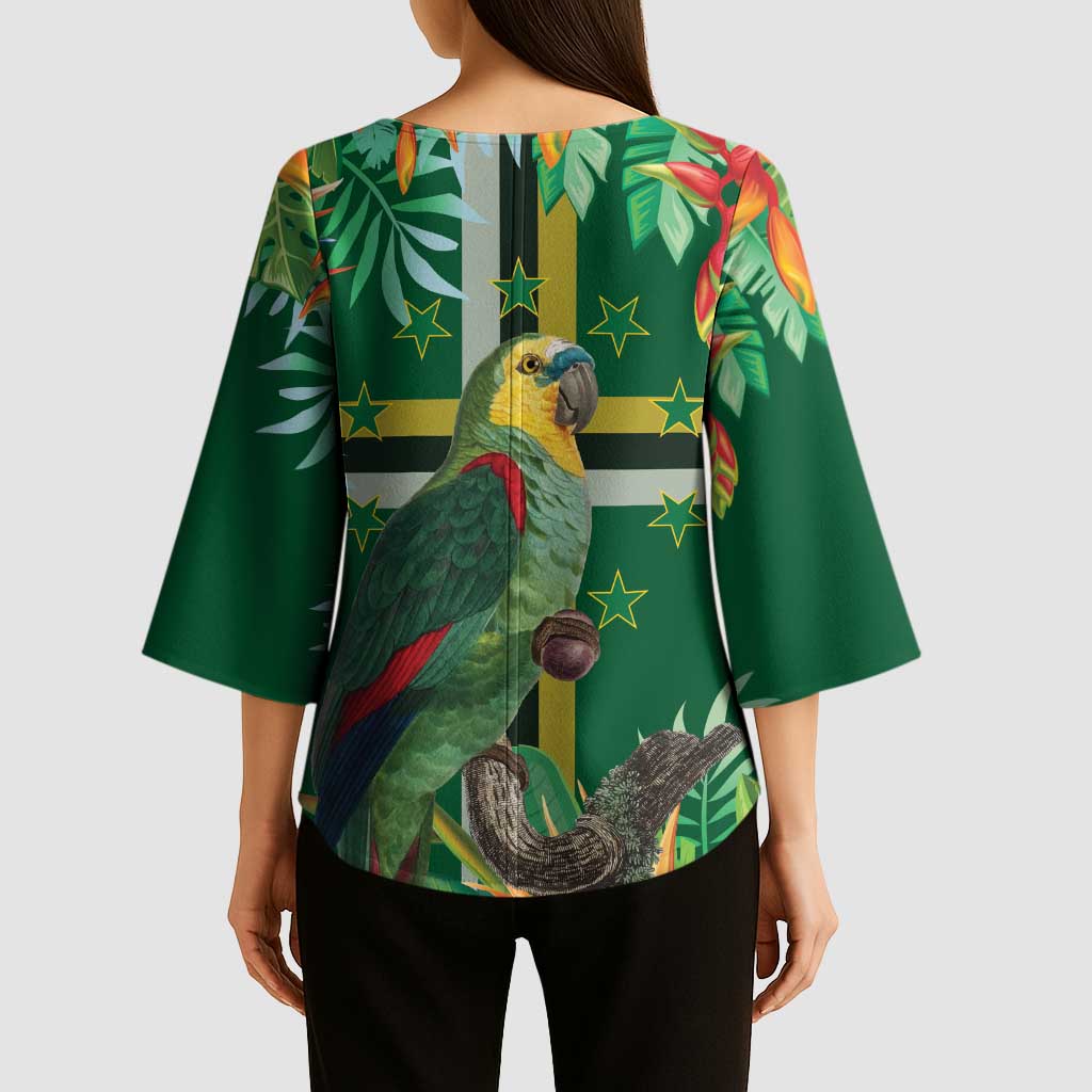 Dominica Sisserou Parrot Kimono Sleeve Blouse Tropical Flower Flag Style - Wonder Print Shop