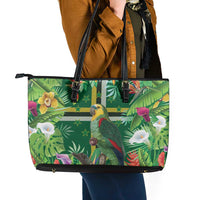 Dominica Sisserou Parrot Leather Tote Bag Tropical Flower Flag Style - Wonder Print Shop
