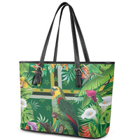 Dominica Sisserou Parrot Leather Tote Bag Tropical Flower Flag Style - Wonder Print Shop